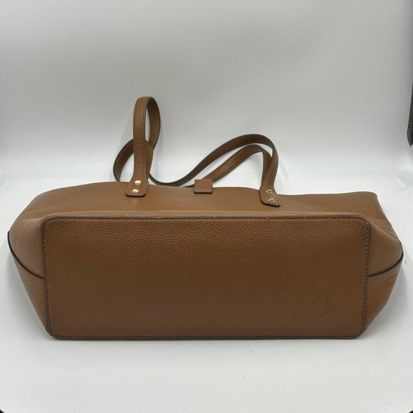 Michael Kors Karson Camel Brown Pebbled Leather Carry All Tote Bag Luggage Large - Picture 5 of 16